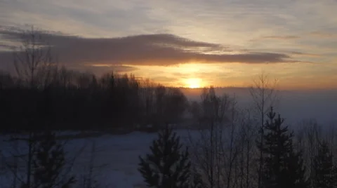 Landscape at sunset from the train window Stock Footage 61772541