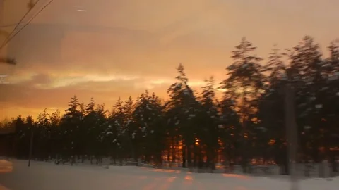 Landscape At Sunset From The Train Window 動画素材 75696828