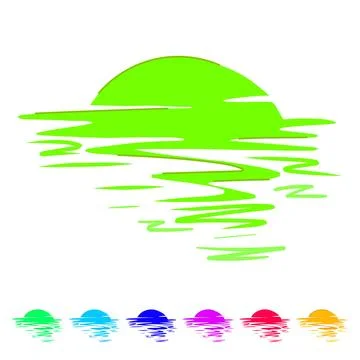Landscape sunset vector cartoon graphic Illustrazione stock