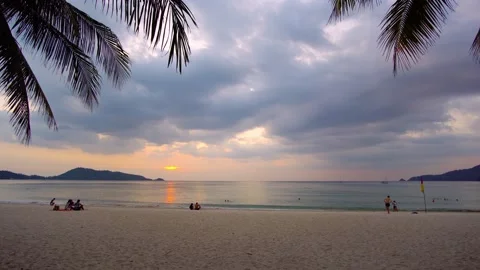 Landscape sunset view se sand beach view cloud clear background Stock Footage 149529769
