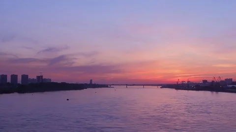 Landscape at sunset with views of the river Stock Footage 77202832