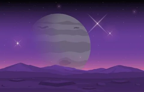 Landscape Surface of Planet Sky Space Science Fiction Fantasy Illustration Stock Illustration
