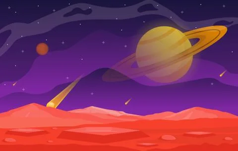 Landscape Surface of Planet Sky Space Science Fiction Fantasy Illustration Stock Illustration