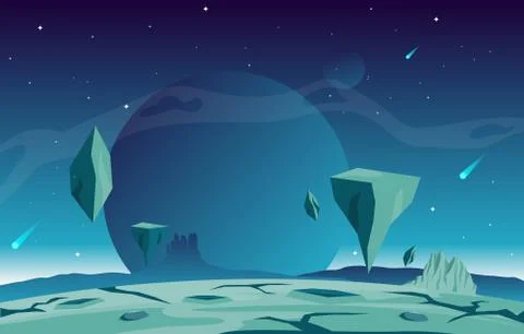 Landscape Surface of Planet Sky Space Science Fiction Fantasy Illustration Stock Illustration