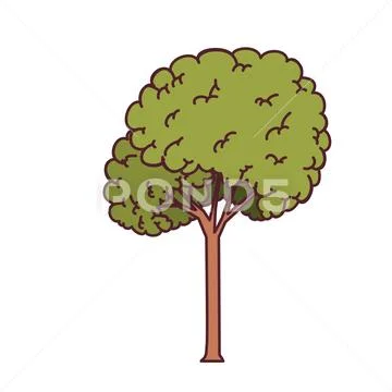 Landscape with tall tree isolated icon Stock Illustration