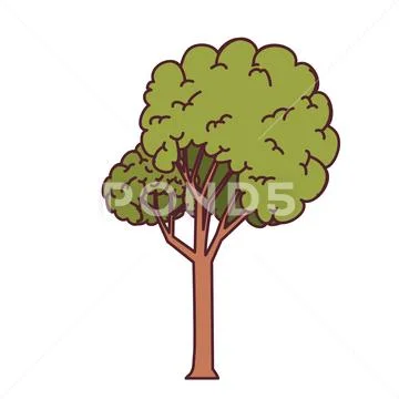 Landscape with tall tree isolated icon Stock Illustration