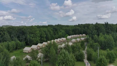 Landscape of a tent camp Stock Footage 274901829