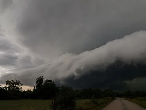 Landscape with threatening storm clouds. Stock Photos