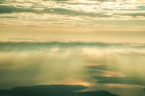 Landscape through an airplane window Stock Photos
