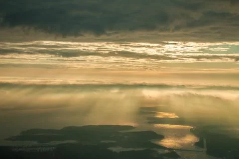 Landscape through an airplane window Stock Photos
