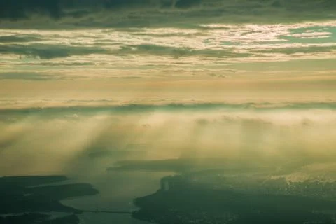 Landscape through an airplane window Stock Photos
