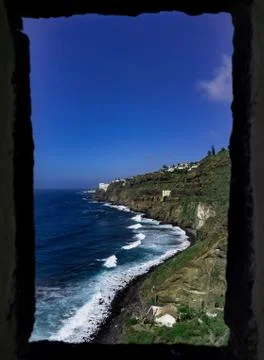 Landscape through window Stock Photos