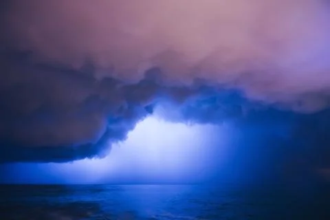 Landscape of Thunderstorm at Night Stock Photos