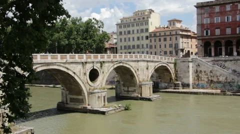 Landscape of Tiber river in Rome Stock Footage 40091230