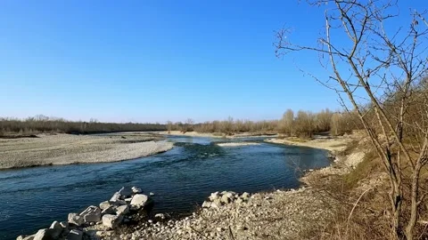 Landscape with Ticino river and clouds Stock Footage 237197072
