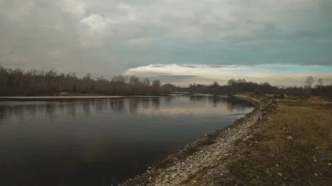 Landscape with Ticino river and clouds Stock Footage 237197274