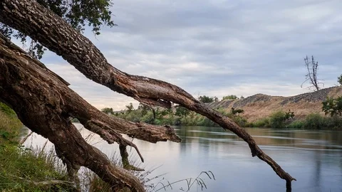 Landscape time lapse of storm clouds over the Feather River Stock Footage 104015790
