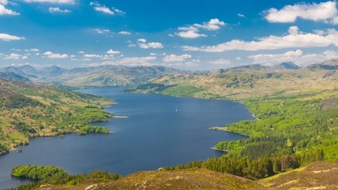Landscape Time Lapse, View From Ben A'an Hill, Highlands, Scotland Video stock 93264515