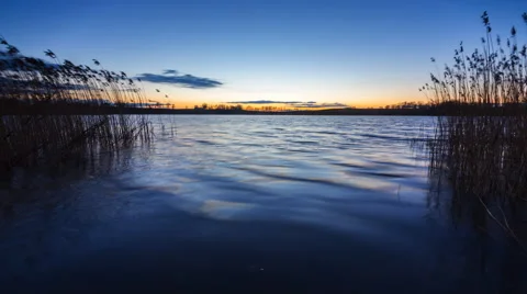 Landscape timelapse of beautiful after sunset sky over lake Stock Footage 60383089