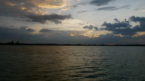 Landscape timelapse of beautiful after sunset sky over lake Stock Footage 68344638