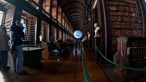 Landscape Timelapse of famous book of Kells long room library at Trinity Stock Footage 327829601