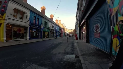 Landscape Timelapse ground shot of Drury street in Dublin with crowds of Stock Footage 327829867