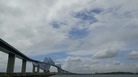 Landscape with Tokyo Gate Bridge and Clouds Stock Footage 332506521