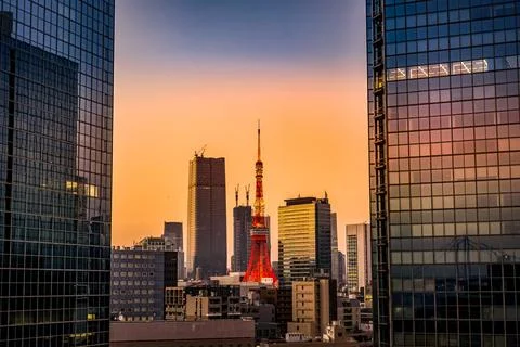 A landscape with Tokyo Tower Stock Photos