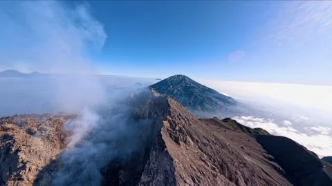 Landscape from Top of Merapi Volcano Stockfoto's