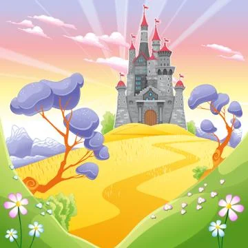 Landscape with tower. Stock-Illustration