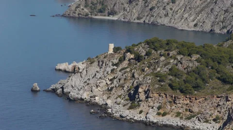 Landscape of tower in the mountains Stock Footage 35868080