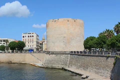Landscape with a tower Stock Photos