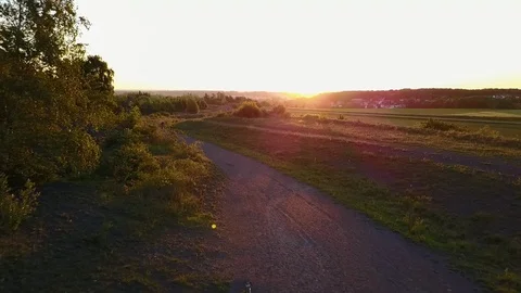 Landscape trail runner drone sunrise terril 動画素材 101646370