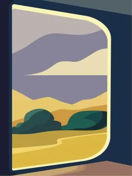 Landscape from a train window Stock Illustration
