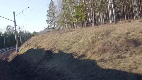 Landscape from the train window on speed Video stock 78537323