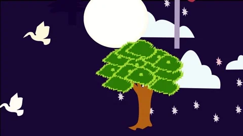 Landscape with tree and moon Stock Footage 142216509