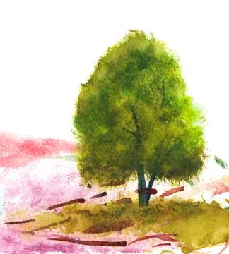 Landscape with a tree Illustrazione stock