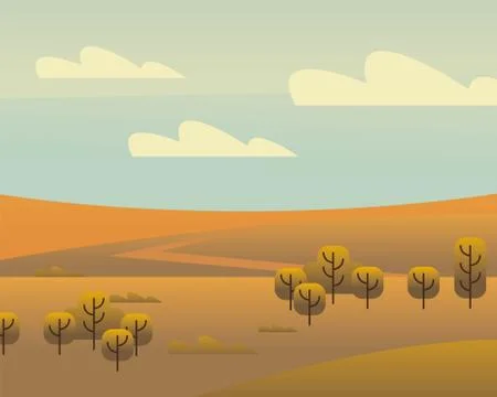 Landscape of trees and clouds vector design Stock Illustration