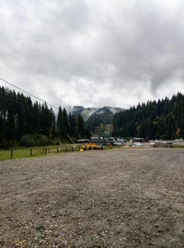 Landscape with trees and mountain in the background Stock Photos