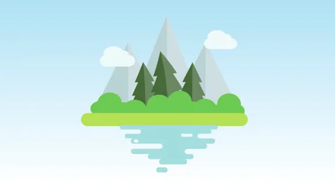 Landscape with trees and mountains Video stock 151642338