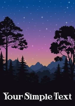 Landscape, Trees and Mountains Stock Illustration