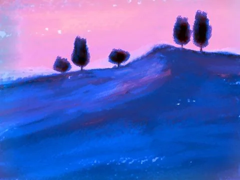 Landscape with trees Stock Illustration