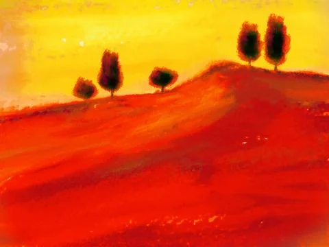 Landscape with trees Illustrazione stock