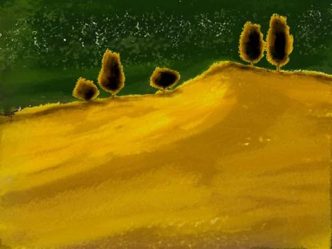 Landscape with trees Stock Illustration