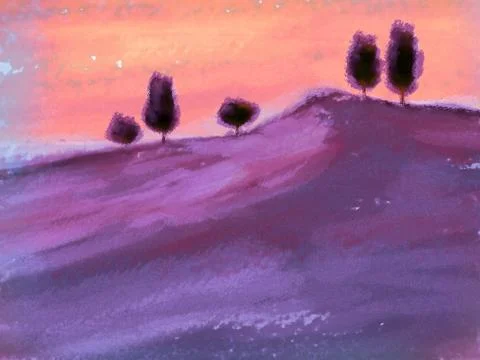 Landscape with trees Stock Illustration