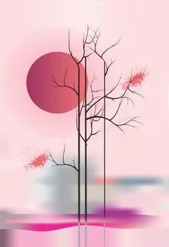 Landscape with trees, Stock Illustration