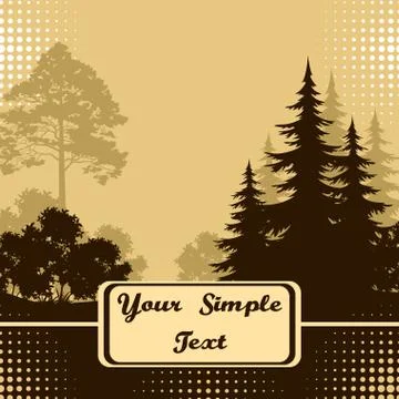 Landscape, Trees Silhouettes Stock Illustration