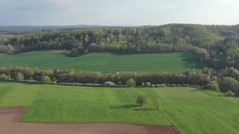 Landscape with trees in the werra valley Stock Footage 188545960