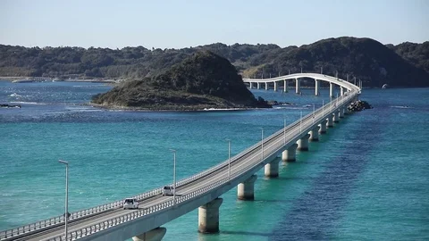 Landscape of Tsunoshima Bridge in Japan Stock Footage 84846171