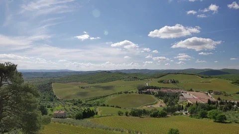 Landscape of Tuscany: Fields, meadows and Vineyards on sunny day. Stock-Footage 76011496